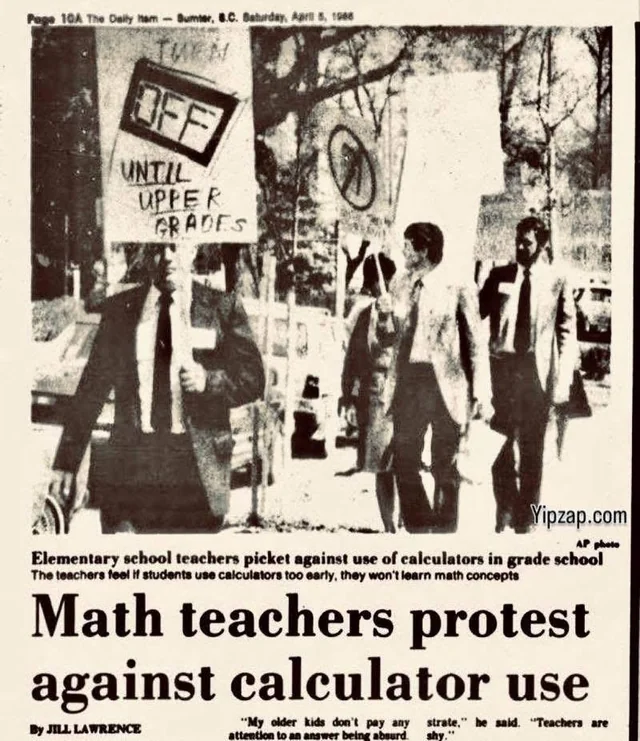 Teachers protesting calculator use